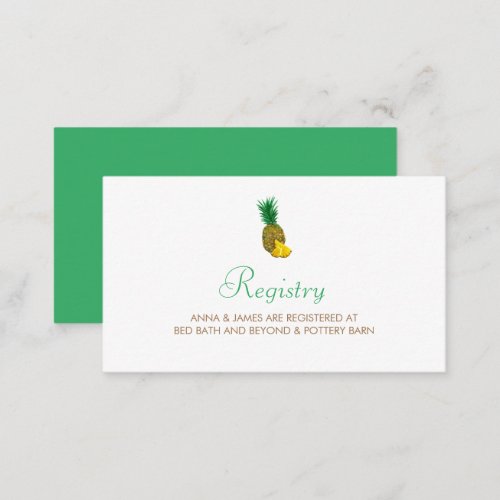 Tropical Pineapple Wedding Registry Card