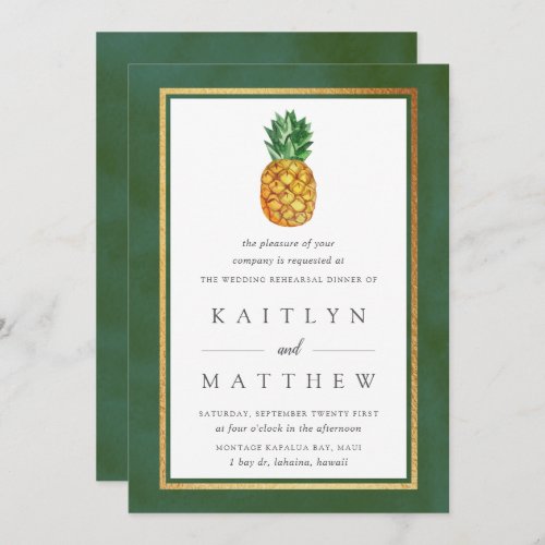 Tropical Pineapple Wedding Rehearsal Dinner Invitation