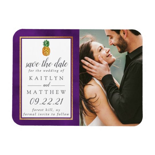 Tropical Pineapple Wedding Save The Date Magnet
