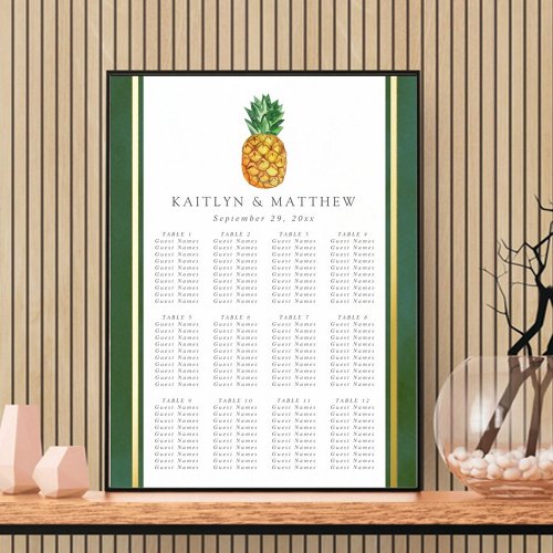Tropical Pineapple Wedding Seating Chart