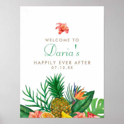 Tropical Pineapple Wedding Sign