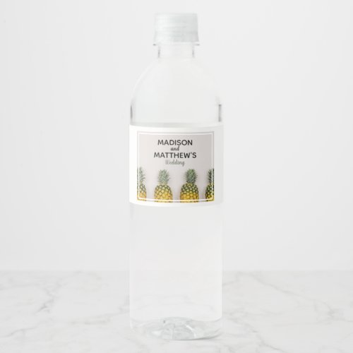 Tropical Pineapple Wedding Water Bottle Label