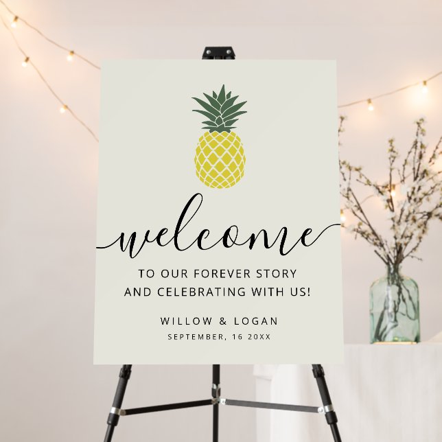 Tropical Pineapple Wedding Welcome Foam Board (In Situ (Stand))