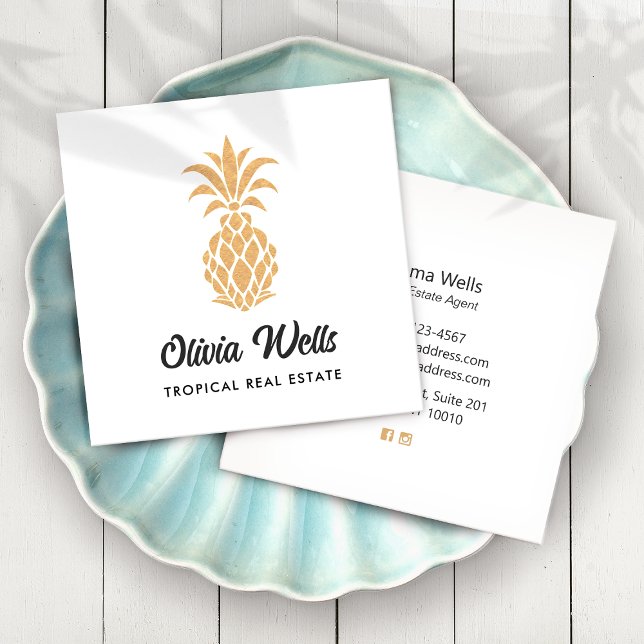 Tropical Pineapple  White and Gold Calling Card (Creator Uploaded)