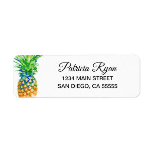 Tropical Pineapple White Return Address Label