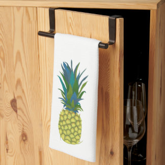 Tropical Pineapple with Blue and Green Leaves Kitchen Towel
