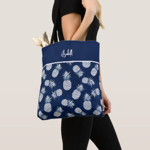 Tropical Pineapple with Name – Watercolor Style Tote Bag