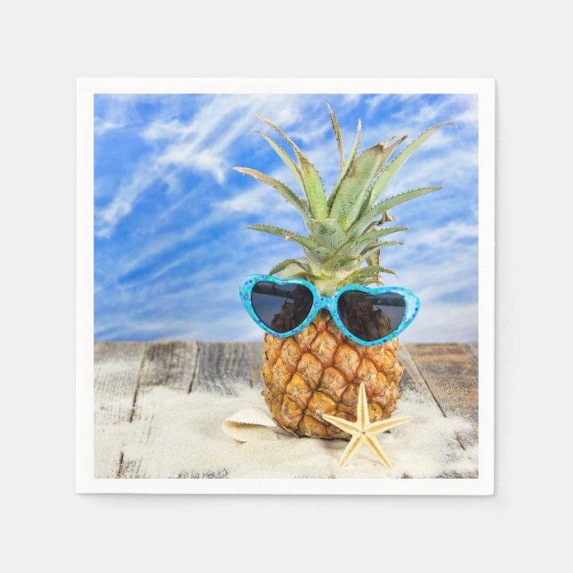 tropical pineapple with sunglasses napkins (Front)