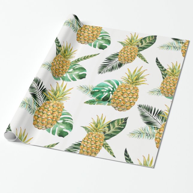 Tropical Pineapple Wrapping Paper (Unrolled)