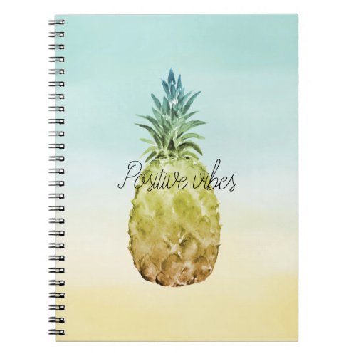 Tropical Pineapple Yellow Mint Ombre personalized Notebook