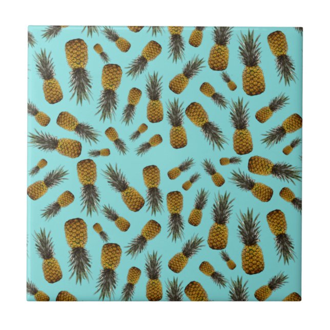 Tropical Pineapples Ceramic Tile (Front)