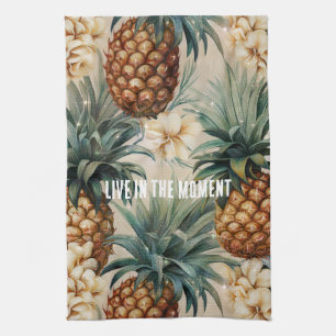 Tropical Pineapples Floral Kitchen Towel