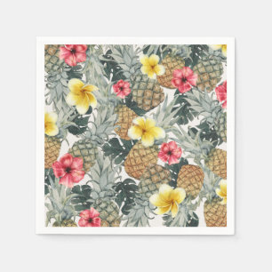 Tropical Pineapples Floral Leaves Exotic Party Napkins