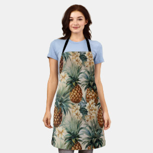 Tropical Pineapples Floral Wedding Apron