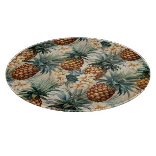 Tropical Pineapples Floral Wedding Cutting Board