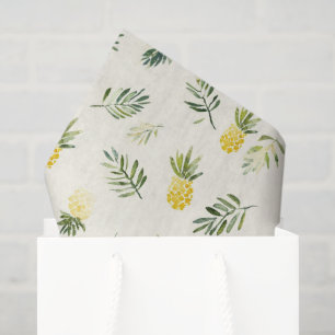 Tropical Pineapples Green Leaves Birthday Tissue Paper