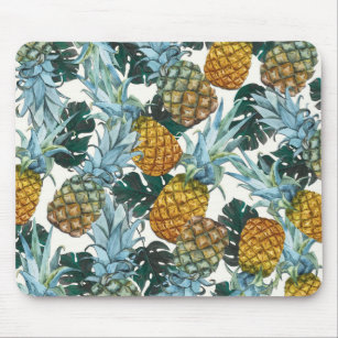 Tropical Pineapples & Leaves Exotic Island Mouse Pad