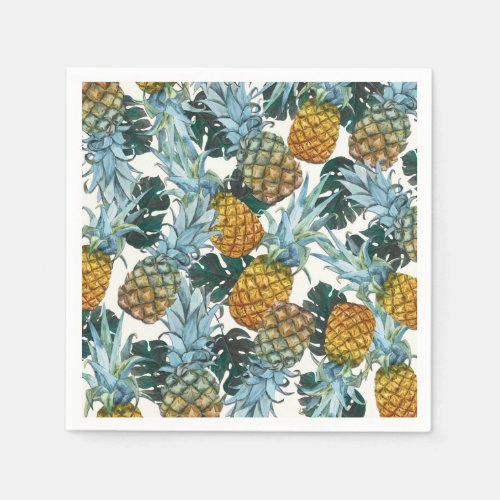 Tropical Pineapples  Leaves Exotic Island Napkins