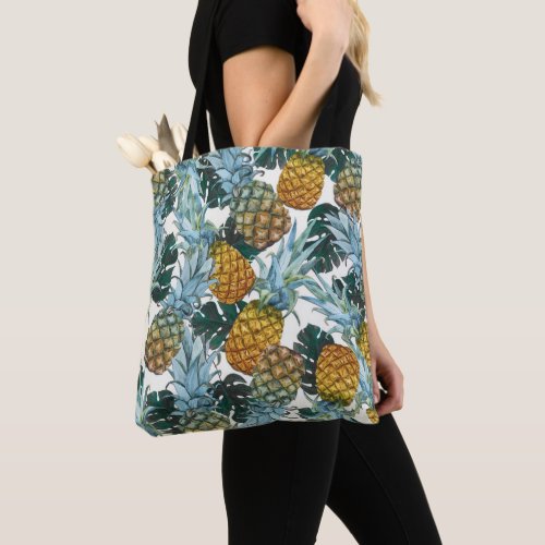 Tropical Pineapples  Leaves Exotic Island Tote Bag