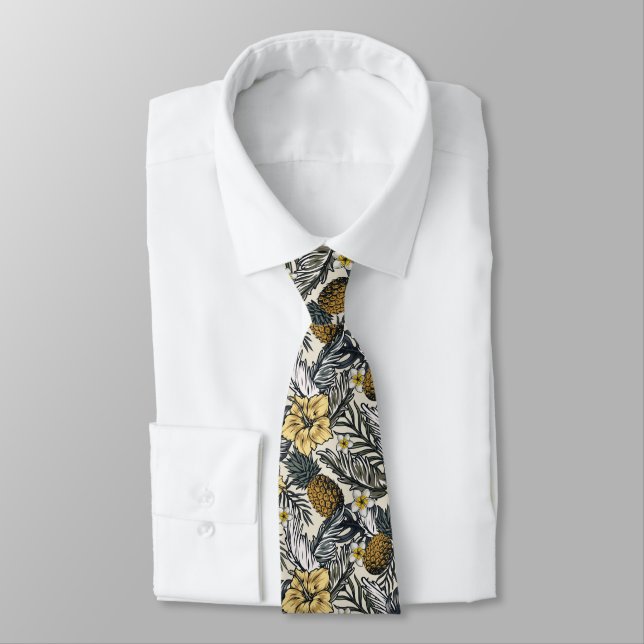Tropical Pineapples Neck Tie (Tied)