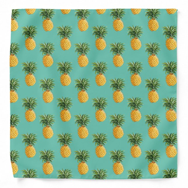 Tropical Pineapples On Teal Bandana (Front)