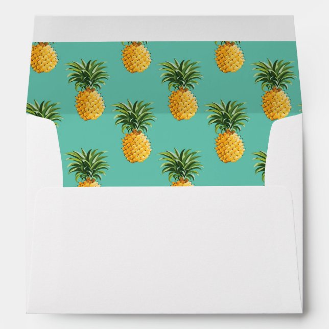 Tropical Pineapples On Teal Envelope (Back (Bottom))