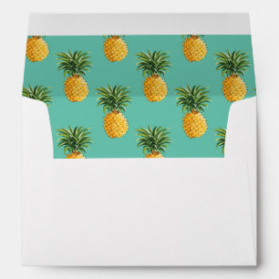 Tropical Pineapples On Teal Envelope