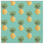 Tropical Pineapples On Teal Fabric