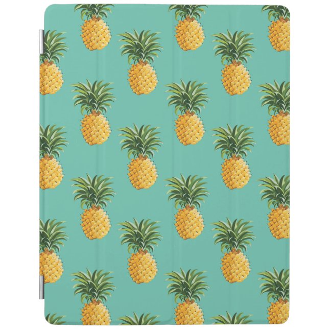 Tropical Pineapples On Teal iPad Smart Cover (Front)
