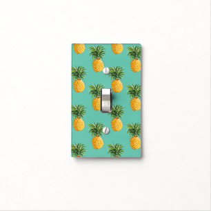 Tropical Pineapples On Teal Light Switch Cover