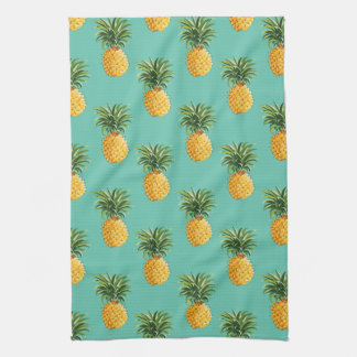 Tropical Pineapples On Teal Towel