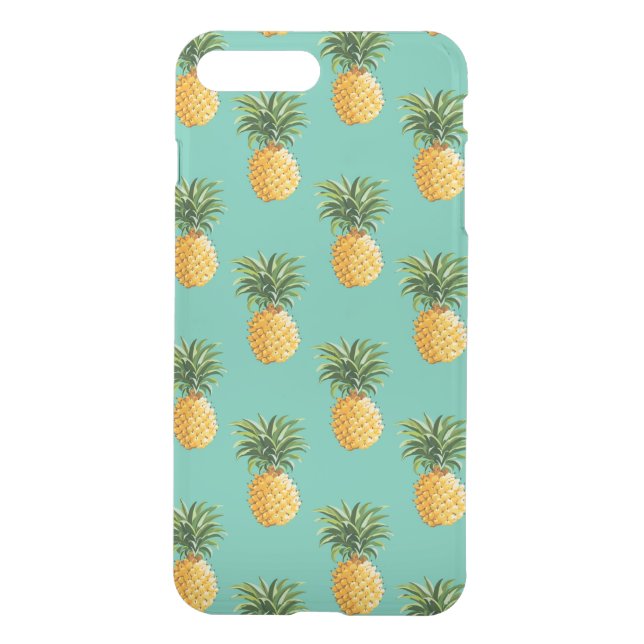 Tropical Pineapples On Teal Uncommon iPhone Case (Back)