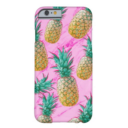 Tropical Pineapples  Pink Marble Modern Colorful Barely There iPhone 6 Case