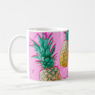 Tropical Pineapples & Pink Marble Modern Colorful Coffee Mug