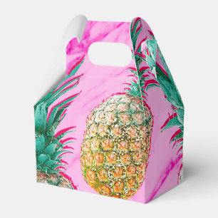Tropical Pineapples & Pink Marble Modern Colorful Favor Boxes