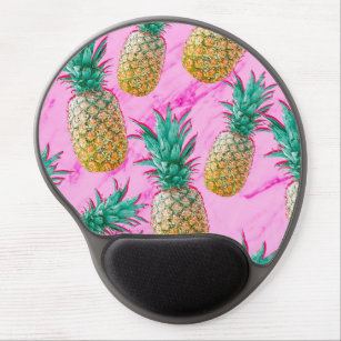 Tropical Pineapples & Pink Marble Modern Colorful Gel Mouse Pad