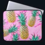 Tropical Pineapples & Pink Marble Modern Colorful Laptop Sleeve<br><div class="desc">Custom design</div>