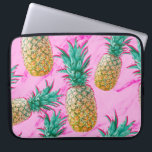 Tropical Pineapples & Pink Marble Modern Colorful Laptop Sleeve<br><div class="desc">Custom design</div>
