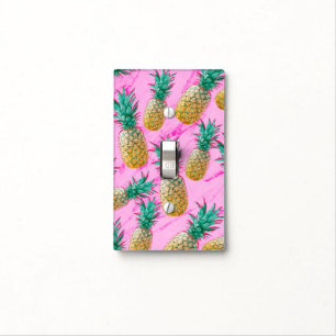 Tropical Pineapples & Pink Marble Modern Colorful Light Switch Cover