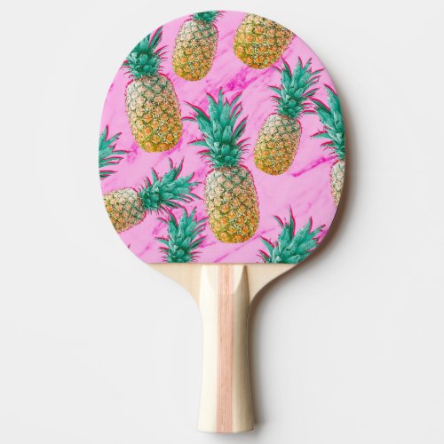 Tropical Pineapples  Pink Marble Modern Colorful Ping Pong Paddle