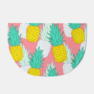 Tropical Pineapples: Red Cartoon Chic. Doormat