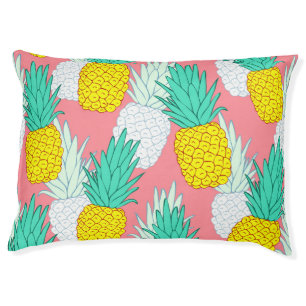 Tropical Pineapples: Red Cartoon Chic. Pet Bed