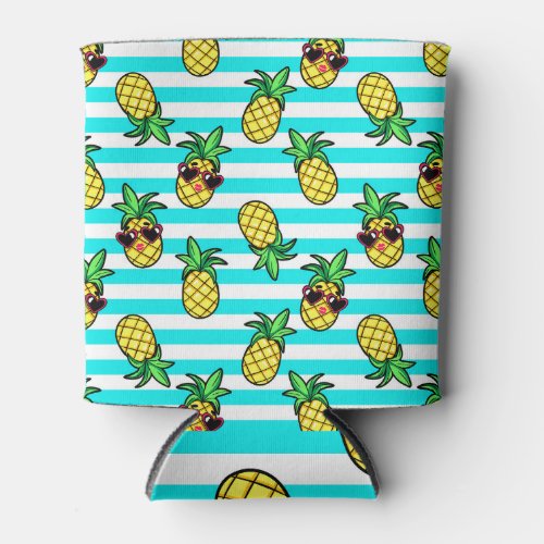 Tropical Pineapples Retro Sunglasses Pattern Can Cooler