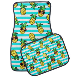 Tropical Pineapples: Retro Sunglasses Pattern. Car Floor Mat
