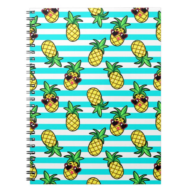 Tropical Pineapples: Retro Sunglasses Pattern. Notebook (Front)