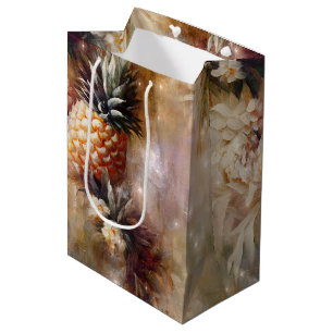 Tropical Pineapples Sparkle Bridal Shower Medium Gift Bag
