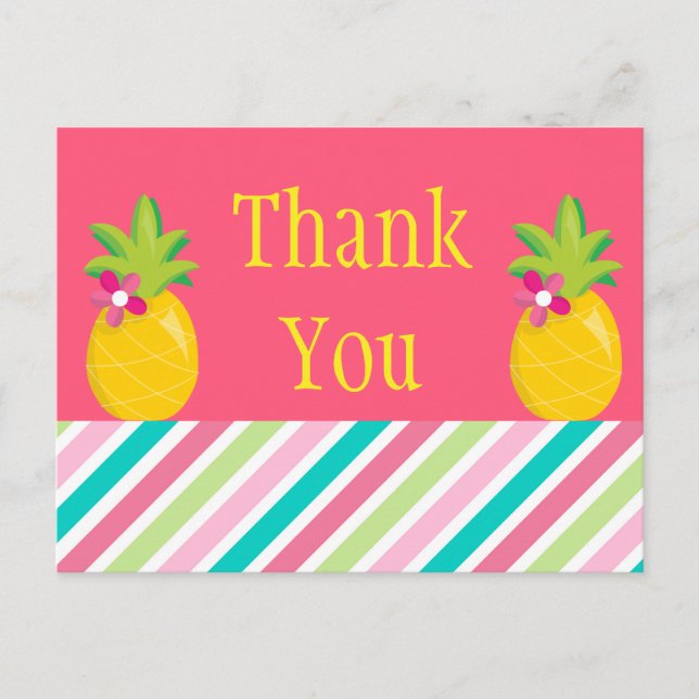 Tropical Pineapples Thank You Postcard (Front)
