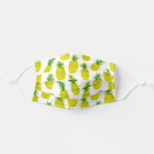 Tropical Pineapples Watercolor Pattern Adult Cloth Face Mask
