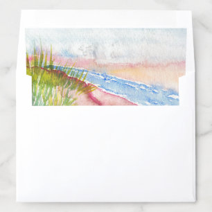 Tropical Pink and Blue Watercolor Beach Envelope Liner
