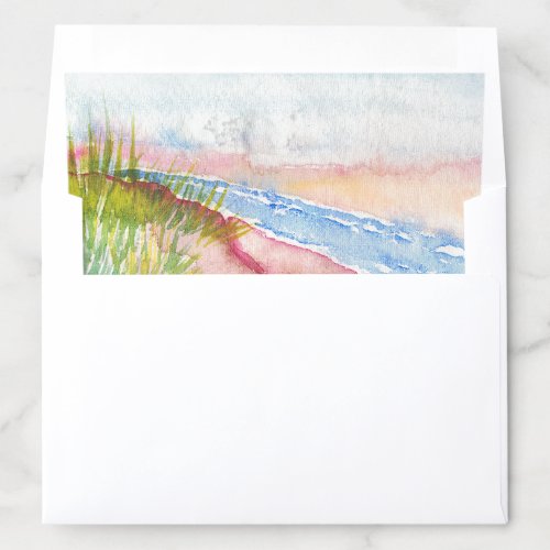 Tropical Pink and Blue Watercolor Beach Envelope Liner